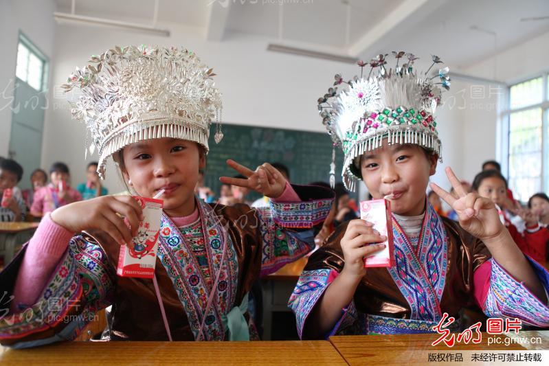 广西融水:三万农村苗娃喝上牛奶_廖子渊