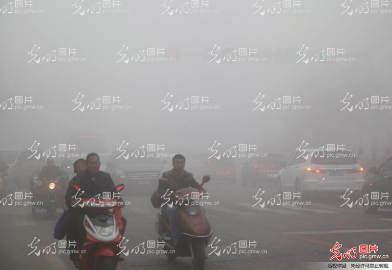 河南省平顶山市出现浓雾天气高清图片