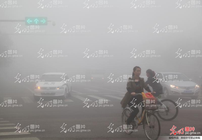 河南省平顶山市出现浓雾天气高清图片