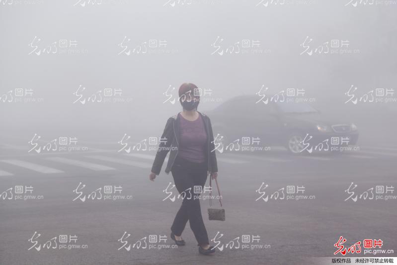 河南省平顶山市出现浓雾天气高清图片