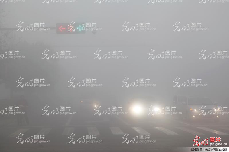 河南省平顶山市出现浓雾天气高清图片