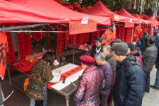 书法专业大学生创业上街卖春联