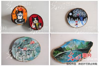 山东聊城:大学生木桩画"绘"出创业梦_张振祥_ 光明图片